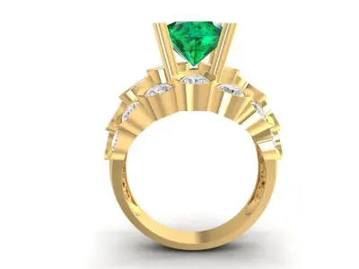 Luxury Cluster Emerald Ring for Women 3D Model 901 3D print model