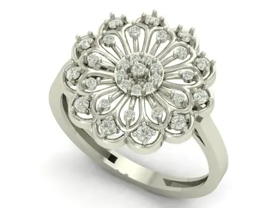 ladies Diamond Ring 3D print model 12