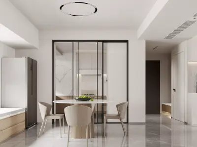 Modern living room dining room interior scenes  422 3D model