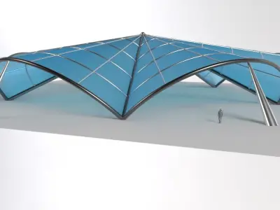 Architectural Tensile Structure 5 sides 3D model