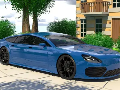 Generic Large 4 Door Coupe Low-poly 3D model