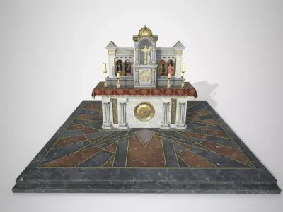 Altar shrine with Lord Jesus on the cross  3D model