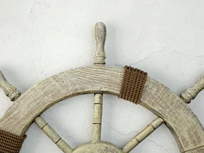 Large Marine Ship Wheel Nautical Decor 3D model