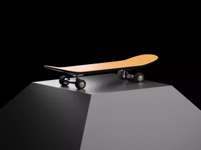 Skateboard Low-poly 3D model 14