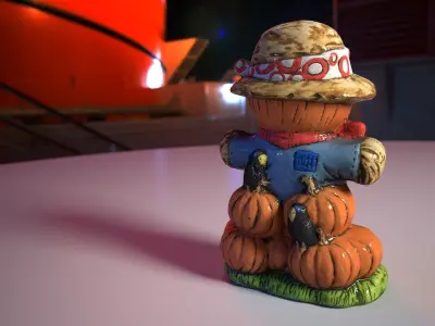 0002-03 Pumpkin Scarecrow Low-poly 3D model