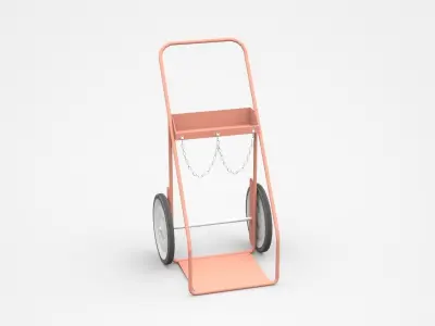 Pink Hand Truck With High Wheels And Chain 3D model