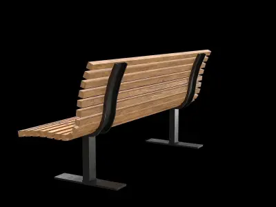 Public Bench V-01 Low-poly 3D model