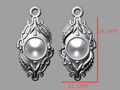 pearl filigree earring 3D print model