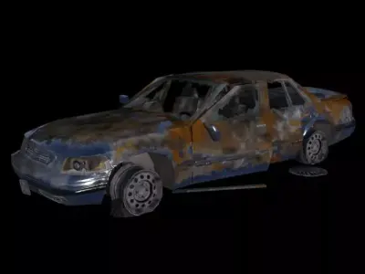Burnt Out Car Low-poly 3D model