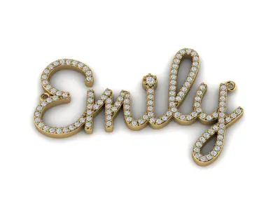 Custom Diamond Name Pendant EMILY 3D print model