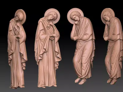 Crucifixion Scene with Virgin Mary and John the Apostle 3D print model