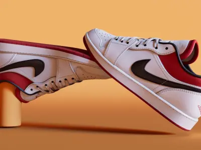 Snecker WhiteUniveristyRed Nike Model  Low-poly 3D model