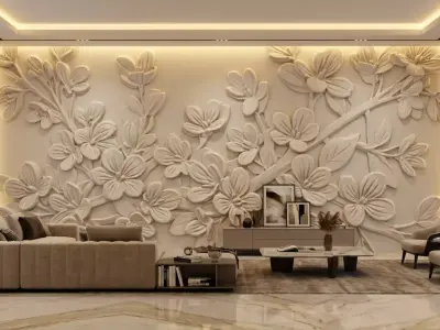  modern panel wall decor set relief stl mural CNC 285 3D model