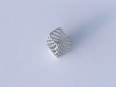 Vase rectangle with diagonal grid lattice 3D print model