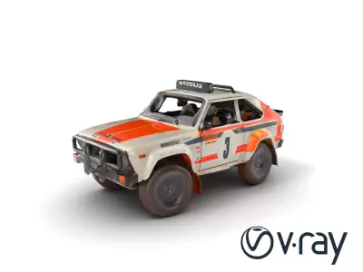 Retro Rally Car Model Pack with Aerodynamic Frame and Off-Roa... Low-poly 3D model