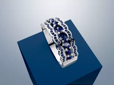 Classic Multi Stone Diamond Ring 3D print model