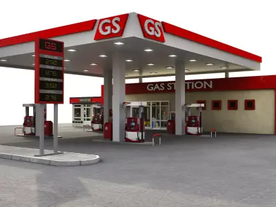 Gas Station Low-poly 3D model 6