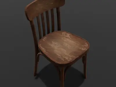 Wooden Chair 3D Model  Low-poly 3D model