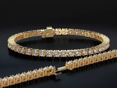 4mm Diamond Tennis Bracelet with Diamond clasp 3D print model