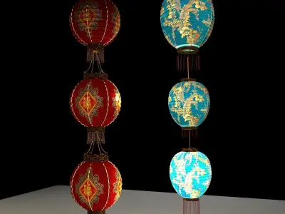 Chinese Red Lantern 3D model 33