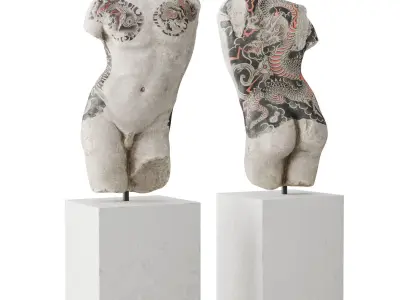 Tattoo classic man torso Low-poly 3D model