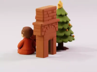 Family Celebrating Christmas 3D print model