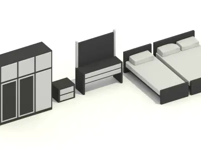 Modern room assets Low-poly 3D model