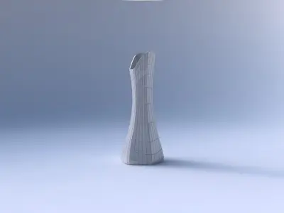 Vase squeezed and bent hexagon 2 with distorted grid plates 3D print model