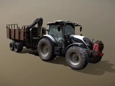 Tractor With Kesla 600T Hydraulic lifter 3D Model 3D model