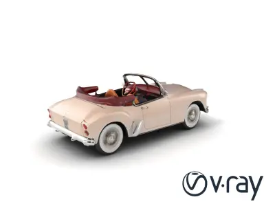 Elegant Vintage Cabriolet 3D model pack with Chrome Accents Low-poly 3D model