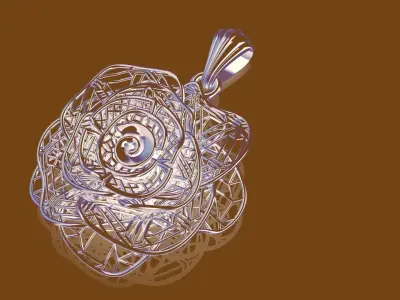 Direct Casting Flower Pendant 3D model Texture 3D print model