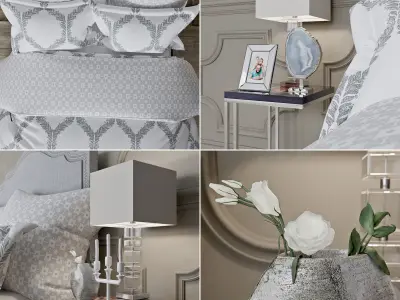 Decorative set with bed linen 3D model