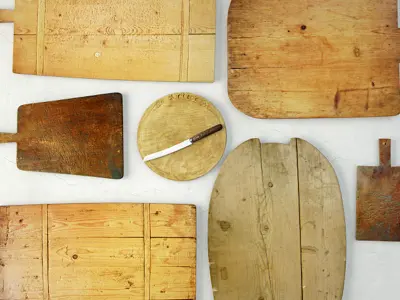 Antique Cutting Boards with Knife 3D model