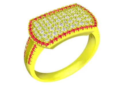 Luxury Pave Diamond Signet Ring 3D Model for Men Jewelry 4400 3D print model