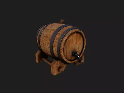 Realistic Wooden Barrel Low-poly 3D model