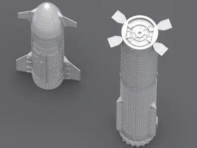 Starship and Superheavy Booster Scale model 3D print model