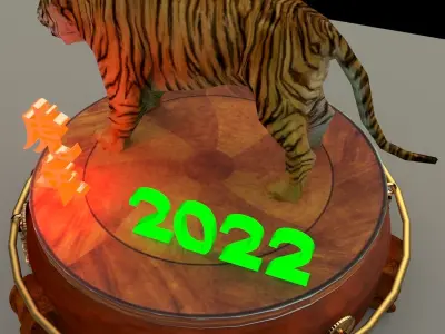 Chinese display stand with tiger 3D model