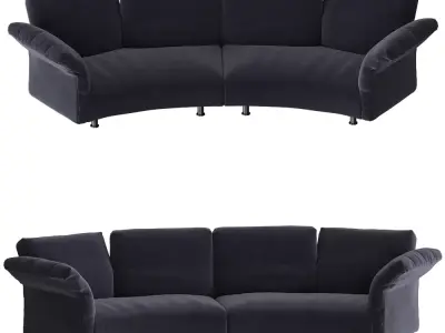 Curved Modular Velvet Sofa  3D model