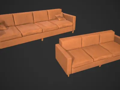 Modern Couch Set Low-poly 3D model