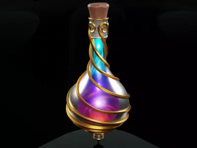 Ornament magic potion bottel 3D model for games 3D model
