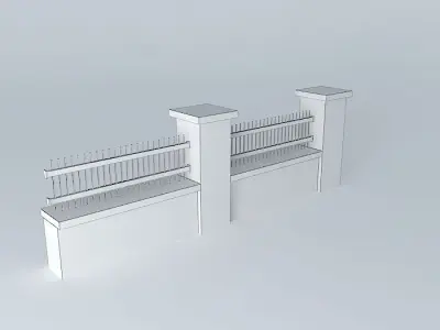 Brick fence Free 3D model