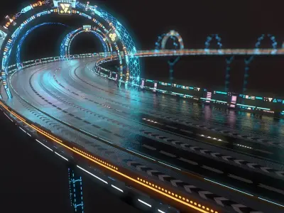 Sci-fi Road Low-poly 3D model