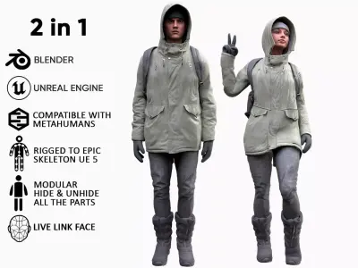 Mens and Womens Winter Outfit 2 3D Model Collection