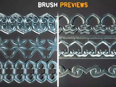 50 Ornamental Trim Brushes   Vol 46 Low-poly 3D model