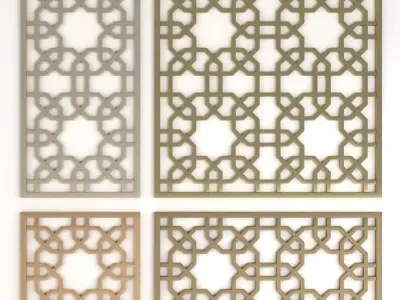 Arabic Islamic pattern decorative gold plaster 3D model