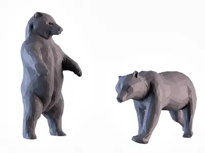 Bear LowPoly two bears 3D print model