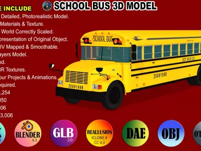 SCHOOL BUS Low-poly 3D model