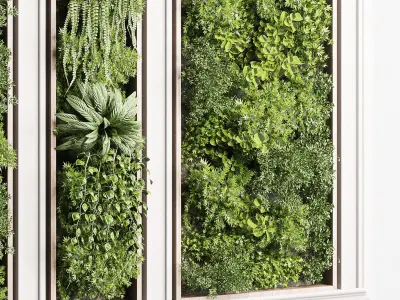 Vertical Wall Garden With classic concrete frame 3D model