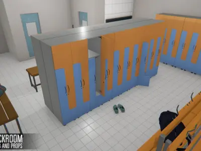 Cloackroom - interior and props Low-poly 3D model