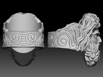 Zeus Ring Sculpture jewelry gold necklace SIlver 3D print model